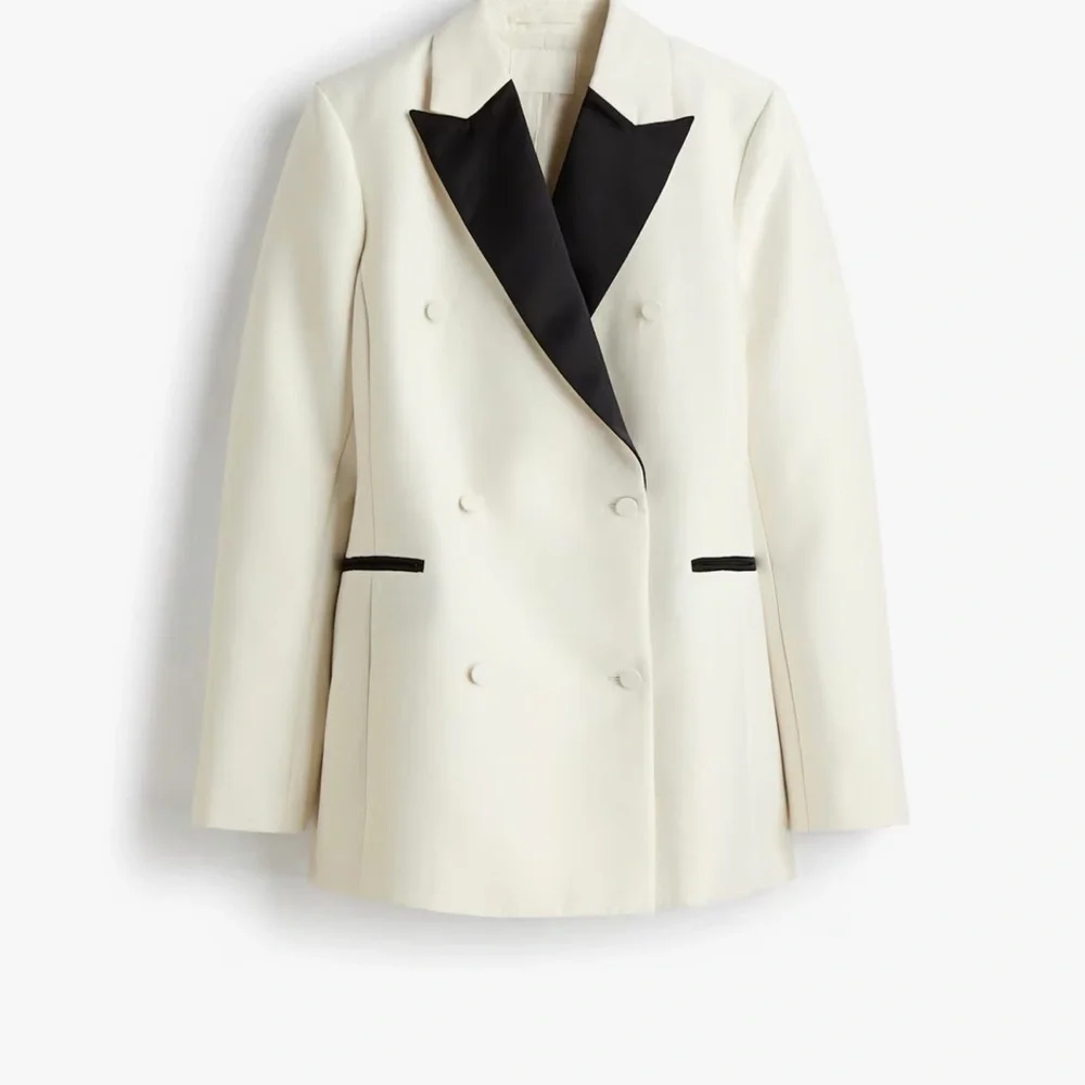 H&M Double Breasted Cream and‎ Black Blazer NWT Sz XS